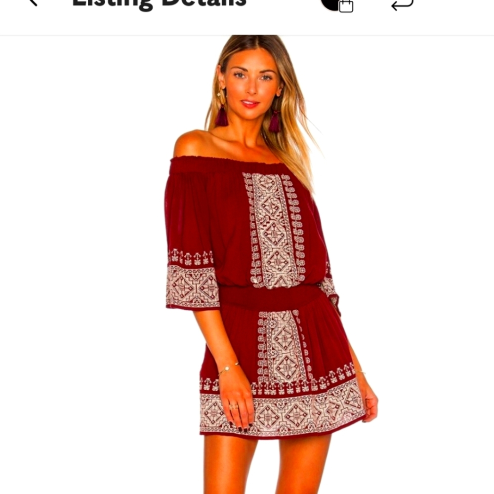 Revolve Tularosa Fiona Mini Dress Off  The Shoulder Mulled Wine Size Small